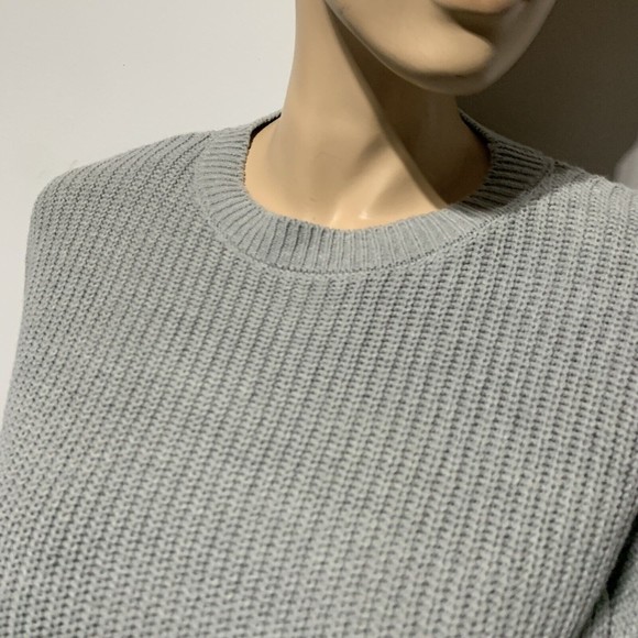 BP Cleo Sweater Women's Size S Grey Heather Chunky Rib Knit Cotton Crop Crewneck - Picture 7 of 12